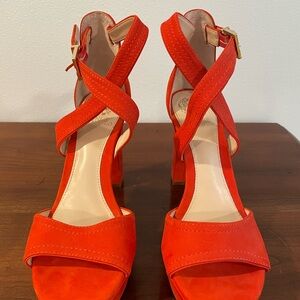 Vince Camuto Orange Red Platform Shoes with Crisscross Straps